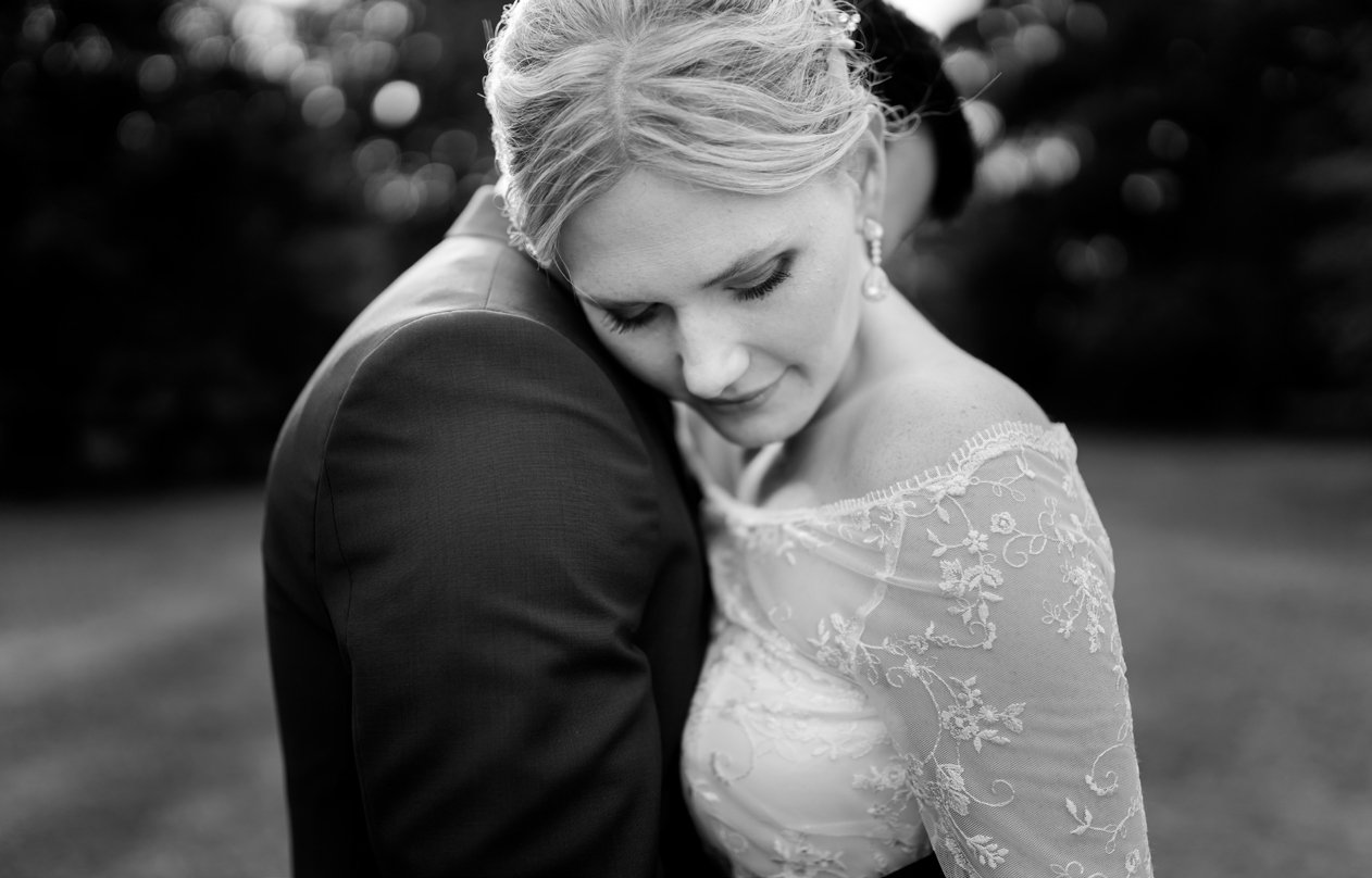 An embrace in black and white