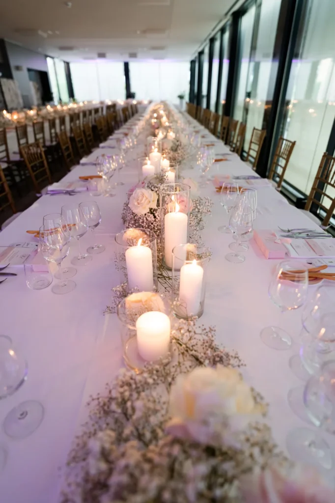 A long candlelit table, wedding in Bra